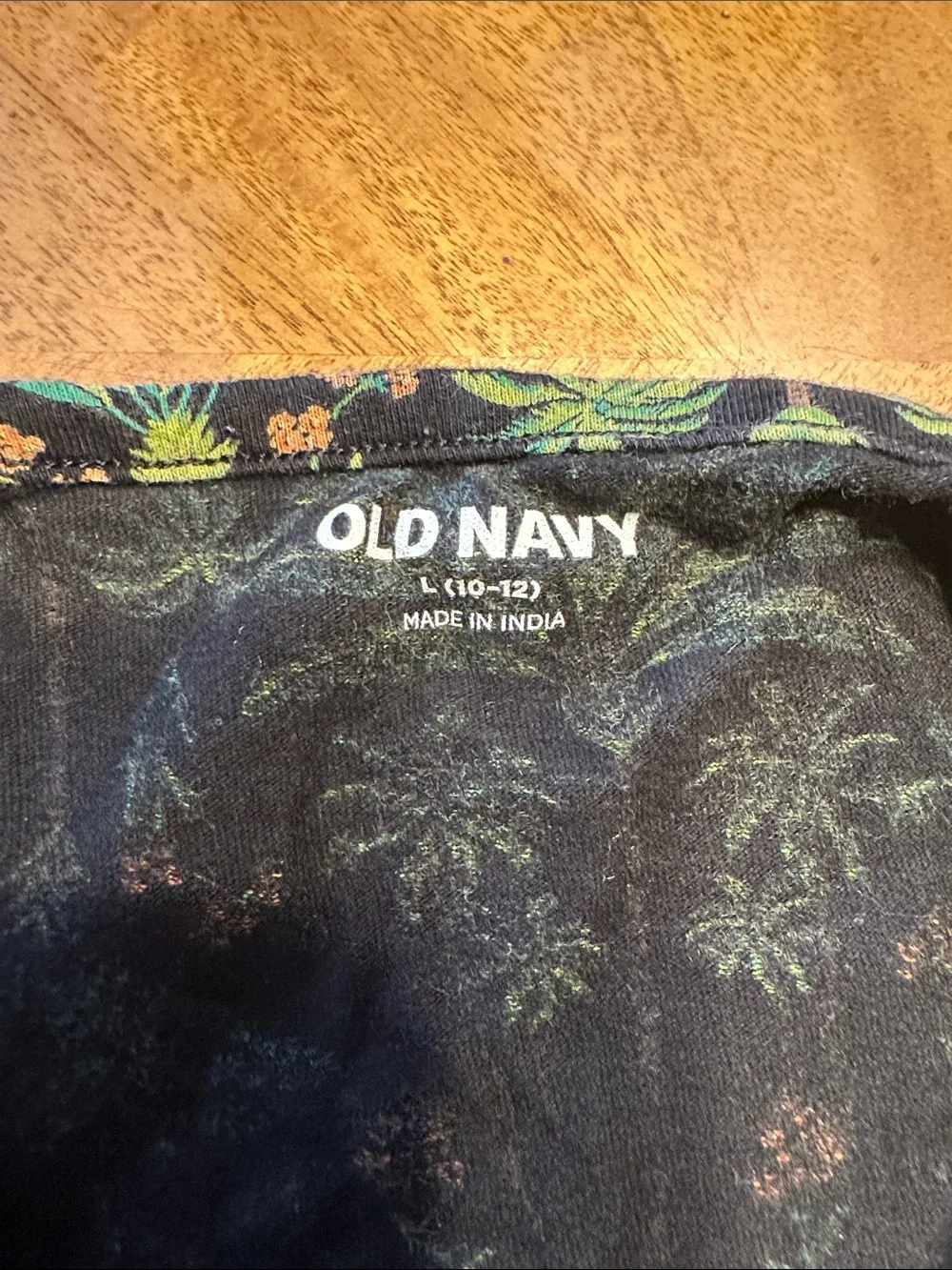 Old Navy Black Palm-Print Girls' Romper with Green Design